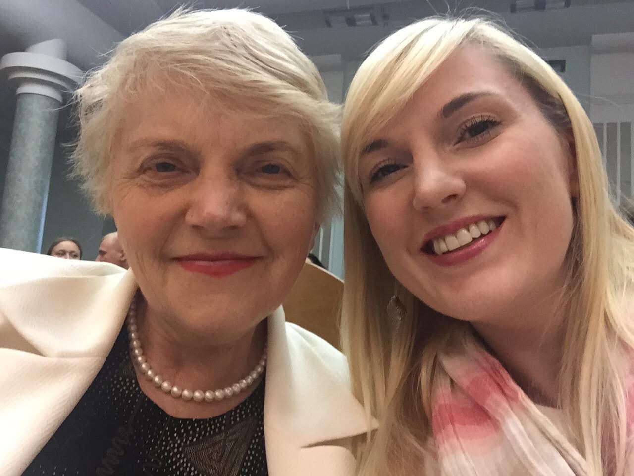Natallia Mann with her mother